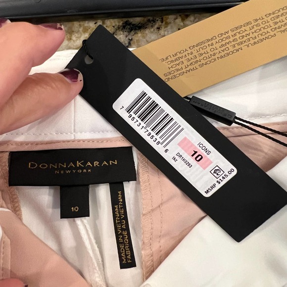 NWT Donna Karan Ivory/Winter White Ankle Zipper Slit Pants - SIZE 10 - Picture 7 of 10